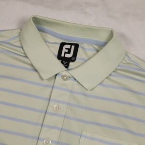 FOOTJOY Men's L Green Blue‎ Striped Embroidered Athletic Golf Performance Polo